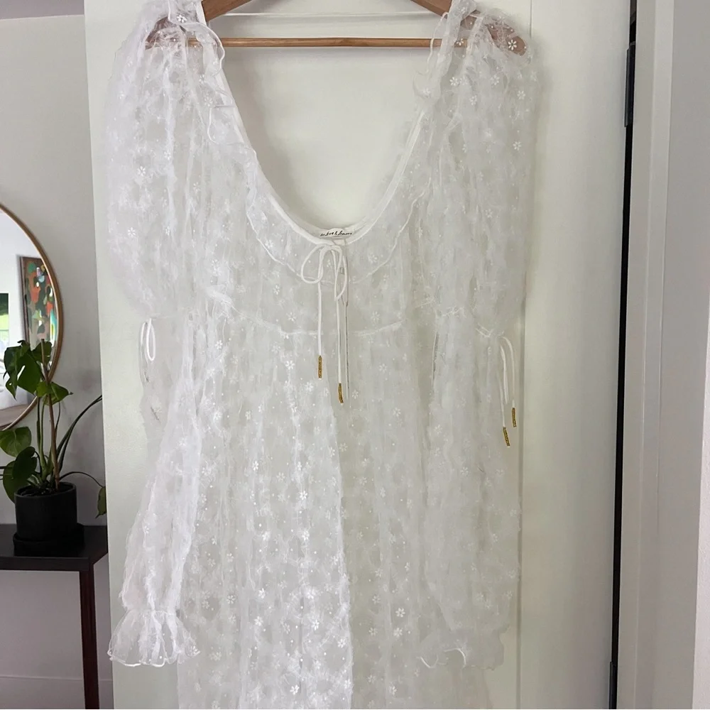 For Love And Lemons Kalea Tulle Maxi Dress white sheer tulle dress - size small - Picture 8 of 17